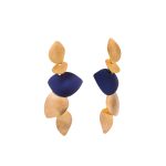 Brincos em prata dourada  irregulares roxo (Bamboo collection)