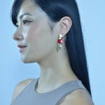 Brincos em prata dourada  irregulares vermelho (Bamboo collection) - Image 2