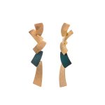 Brincos em prata dourada  irregulares verde (Bamboo collection)