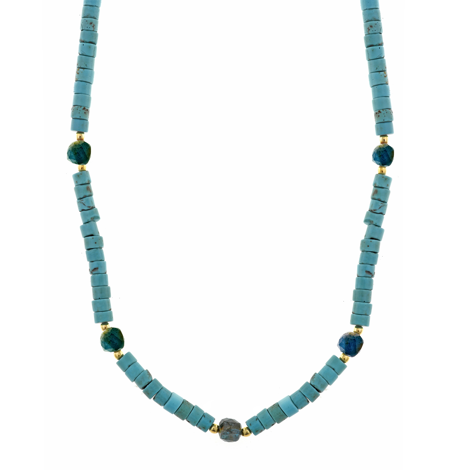242C0002 Colar prata dourada turquesas com apatitas (Organic collection) - Image 1
