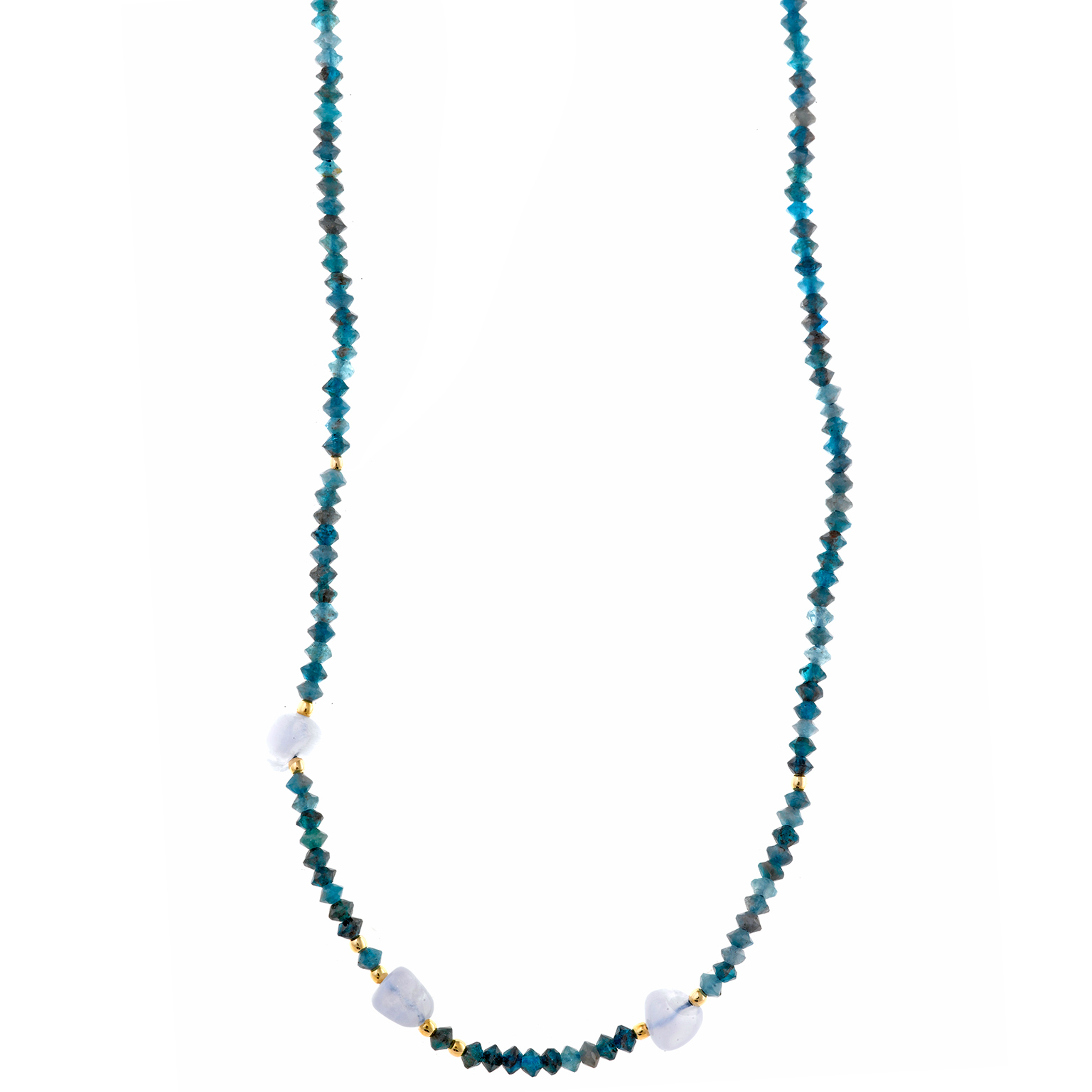 242C0004 Colar prata dourada apatitas com tanzanitas (Organic collection) - Image 1