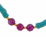 Pulseira prata dourada turquesas com rubis (Organic collection) - Image 3