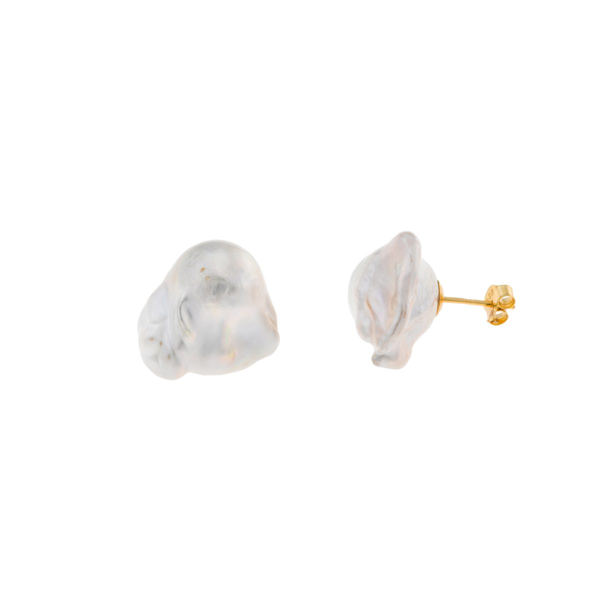 Brincos prata dourada e pérola barroca (Genuine pearls) - Image 1