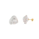 Brincos prata dourada e pérola barroca (Genuine pearls)