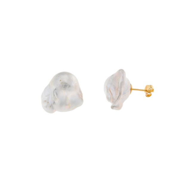 Brincos prata dourada e pérola barroca (Genuine pearls)