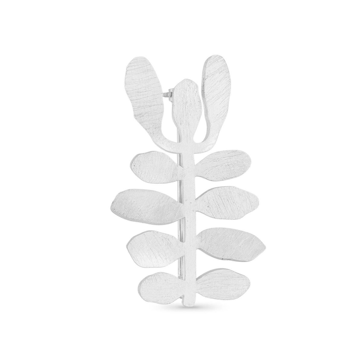 Alfinete prata clara ramo de folhas e flores (Silvela collection) - Image 1