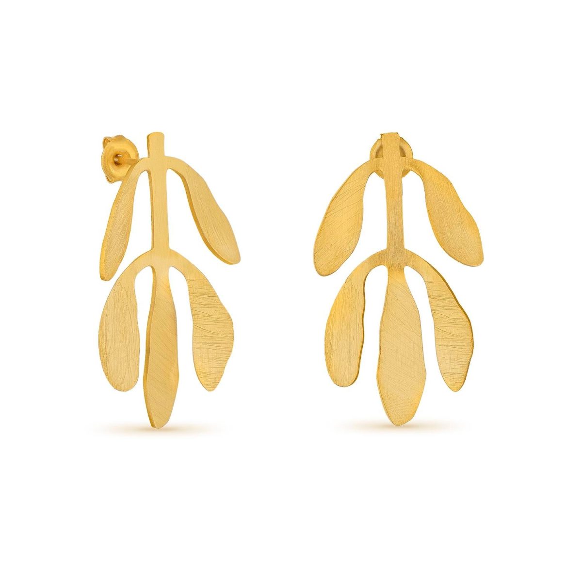 Brincos dourados folhas e flores (Silvela collection) - Image 1