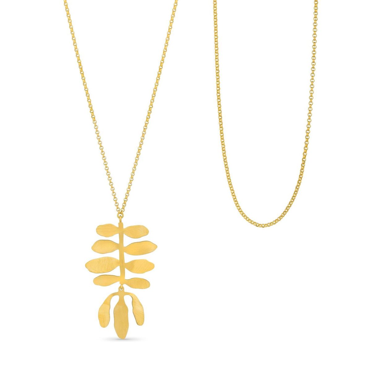 Colar dourado ramo de folhas e flores (Silvela collection) - Image 1