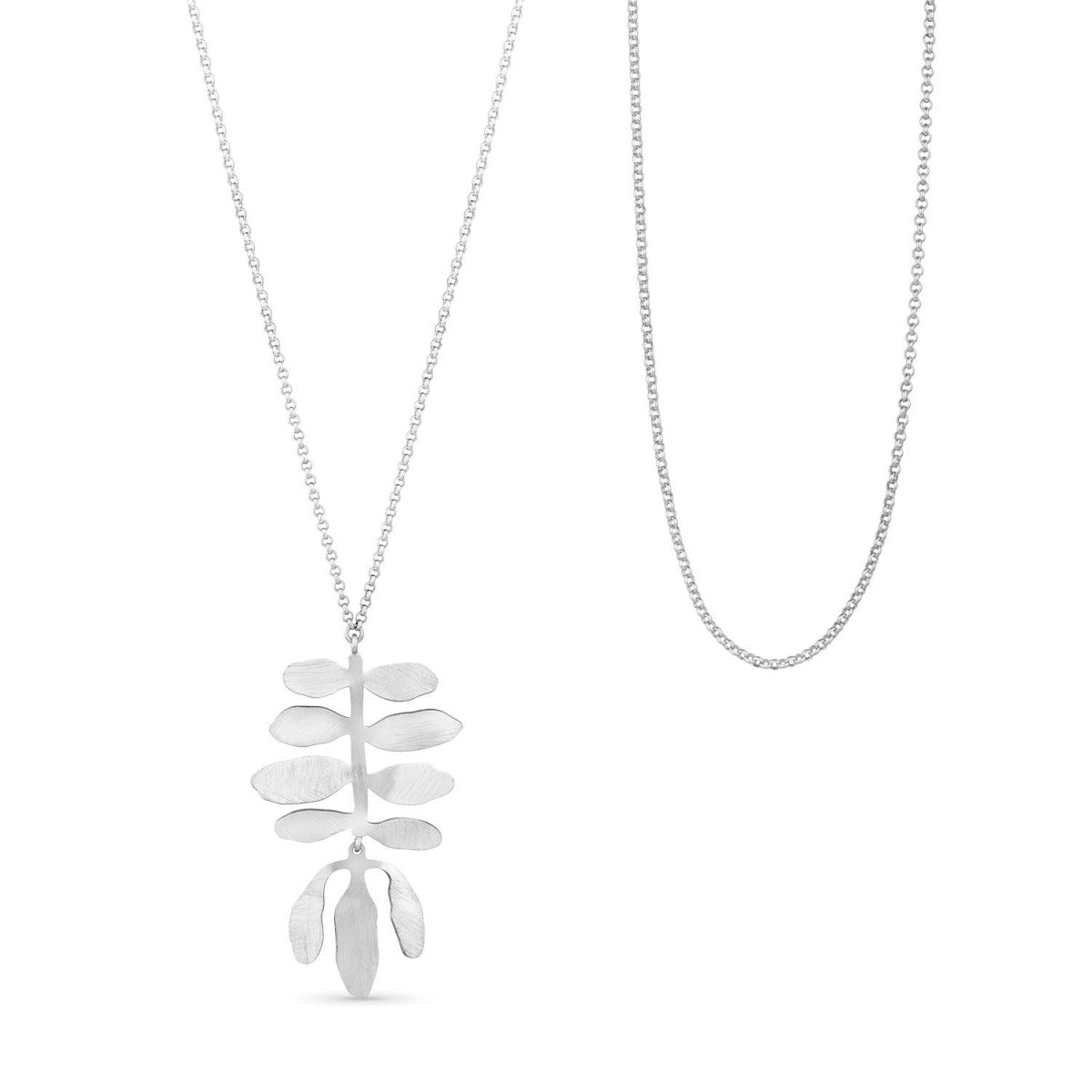Colar prata clara ramo de folhas e flores (Silvela collection) - Image 1