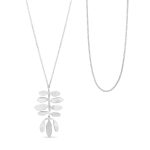 Colar prata clara ramo de folhas e flores (Silvela collection)