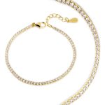 Pulseira prata dourada com zirconias cristal (Blink collection)