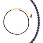Pulseira prata dourada com zirconias azul safira (Blink collection)