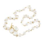 Colar pérolas barrocas e fecho de cristais branco nuvem (Baroque)