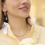 Brincos prata dourada com pérola e safira (Organic) - Image 2